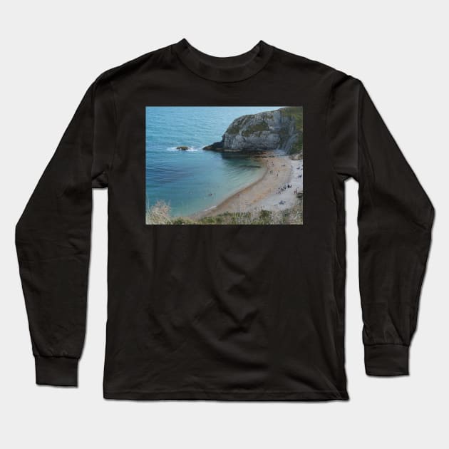 Swimming at Lulworth Cove Near Durdle Door Long Sleeve T-Shirt by fantastic-designs